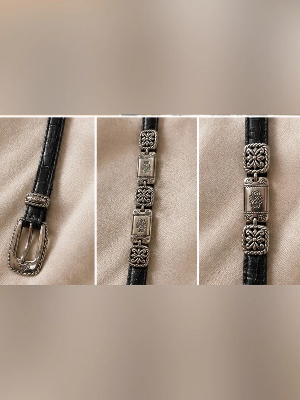 Brighton Two-Tone Leather Belt with Silver Conchos